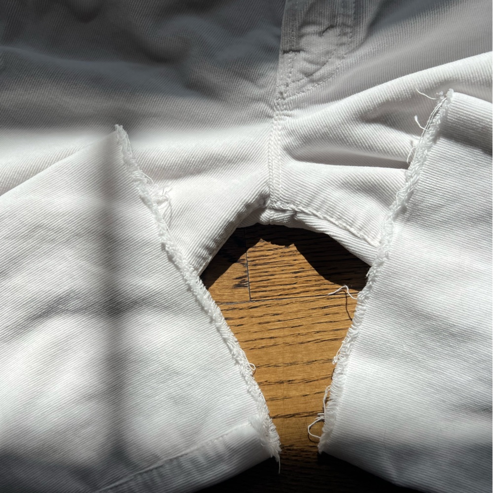 MOTHER The Hustler High-Rise Ankle Fray Corduroy Jeans Size 27 Hopscotch/Chalk - Picture 5 of 5